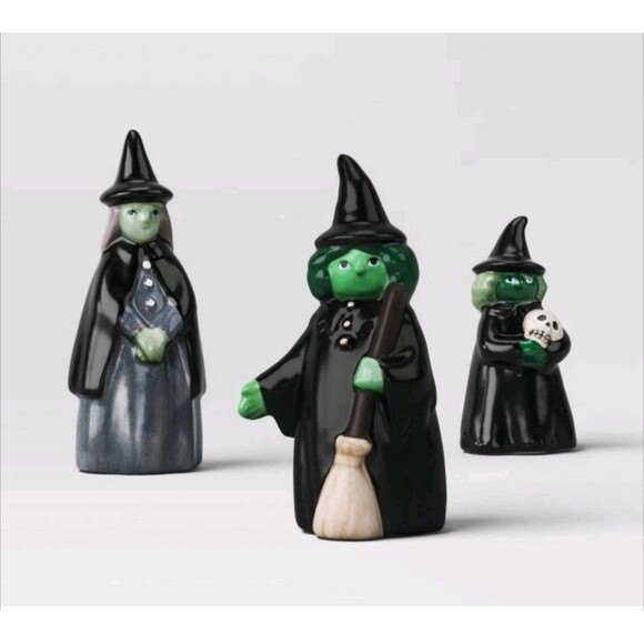 New Target Halloween Witch Hyde & Eek Ceramic Mini Mantle Figures 3pc Set *READ* - Picture 1 of 9